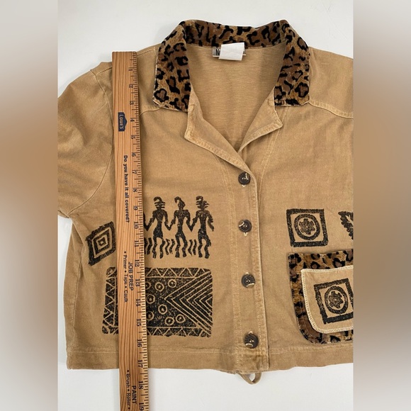 Nina Piccalino cropped top blazer vintage primitive look leopard print detail - Picture 6 of 12